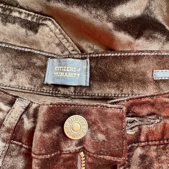 New Citizens of Humanity Isola Cropped Trouser Pants Velvet Mid Rise Black 27 - Picture 12 of 13
